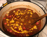 A picture of step 4 of Beans an franks.