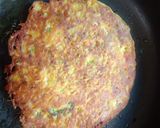 A picture of step 2 of Veggie Oats Chilla with green chutney.