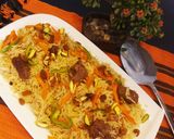 A picture of step 7 of Afghani Pulao.