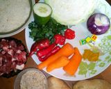 A picture of step 1 of Dambu shinkafa with veg.sauce.