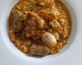 Foto del paso 16 de la receta: Arroz Mar y Montaña de Rape y Butifarra con Sofrito de Calamar y Gambas