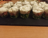 A picture of step 5 of Cucumber, Smoked Salmon, and Goat Cheese Whipped Cream Verrines.