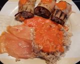 Foto del paso 5 de la receta Rollitos de berenjena o calabacín rellenos de arroz y salmón