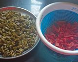 A picture of step 1 of Carrots and flat beens(valor) sabji.