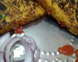 A picture of step 4 of Besan tawa veg pakora.