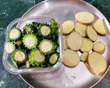 A picture of step 2 of Crispy Karela (Bitter gourd) potatoes.