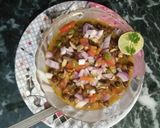 A picture of step 4 of Black Chickpea kala chana chat.