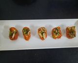 A picture of step 7 of Gajar ka halwa sushi roll with rabri cream cheese filling.