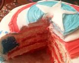 A picture of step 3 of Captain America Cake.