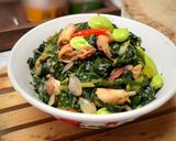Foto langkah ke 4 dari resep Tumis Daun Pepaya Cumi Asin Pete.