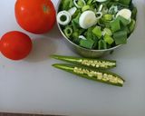 A picture of step 1 of Punjabi dinner thali.