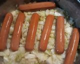 A picture of step 1 of Salted Fried Cabbage and Steamdogs.