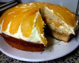 Foto del paso 1 de la receta: Torta bizcocho de vainilla con duraznos, crema y dulce de leche