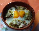 Foto del paso 6 de la receta Huevos al horno con brócoli, alcachofas y bacon