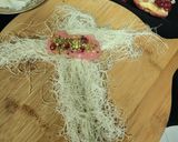 A picture of step 1 of Pomegranate Pistachios Rabri Kunafa Rolls.