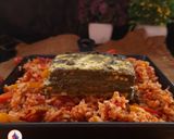 A picture of step 9 of Paneer steak with cherry tomato rice.