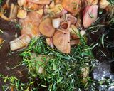 A picture of step 2 of Sticky Rice with Chinese Sausage and Shredded Chicken.