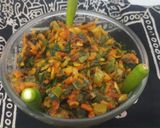 A picture of step 5 of Spring onion and bhavnagari gathiya nu shak.