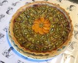 Une image de l'étape 12 de Tarte aux kiwis, mandarine, pêches et rhubarbe (pâte brisée sucrée à l'huile de tournesol).