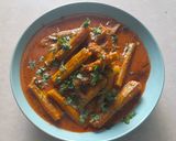 A picture of step 8 of Shegvani (Drumstick bhaji).