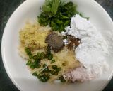 A picture of step 1 of Grated Potato Fritters with Green Chutney.