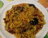 Foto del paso 7 de la receta 2 en 1. Arroz con ternera, verduras y salsa de soja y arroz caldoso con ternera y verduras