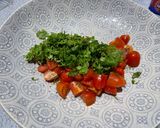 A picture of step 1 of Chilli Fillet, with corn salsa and bulgar wheat.