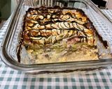 Une image de l'étape 16 de Gratin de courgettes et pommes de terre au lomo et roquefort.