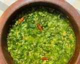 A picture of step 4 of Pumpkin Greens with Mung dal.