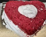 A picture of step 9 of Heart shape red velvet cake.