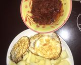 A picture of step 1 of Cooked potato, omelette & sauce🍳🌶🥔.