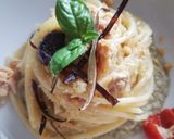 Foto del passaggio 5 della ricetta 419 * Spaghetti con tonno, crema di melanzane e basilico 🍝🐟🍆