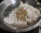A picture of step 3 of Bedmi puri and aalo tamater masala wale.