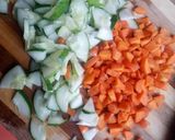 A picture of step 1 of Irish Potato source with white macaroni.
