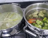 Foto del paso 3 de la receta Cena ligera - verduras al vapor con jamón crujiente