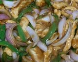 A picture of step 6 of Mongolian Chicken with vegetable rice.