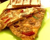 A picture of step 2 of Fajita Omelet 😍😘😍.