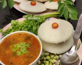 A picture of step 14 of Winter Special Turicha Sambar with Idli (Fresh pigeon peas).