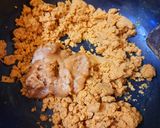 A picture of step 5 of Besan or Gur ki Burfi.