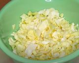 A picture of step 1 of Coleslaw salad with plant-based dressing.