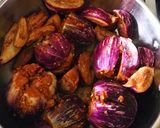 A picture of step 2 of Jowar bhakri and Brinjal subji.