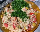 Une image de l'étape 13 de Salade de boulgour aux tomates, courgette, olives, persil et saucisses épicées.
