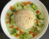 A picture of step 7 of HIGH PROTEIN RICE BOWLWith a creamy broccoli 🥦 sauce & grilled herbed paneer.