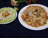 A picture of step 8 of Chicken Afghani pulao 😋.