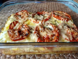 Pastel de calabacín, tomate, york y queso