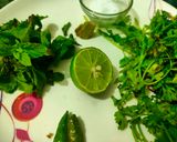 A picture of step 1 of Mint coriander green chutney.