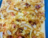 Foto del paso 7 de la receta: FAINÁ RELLENA DE JAMÓN Y QUESO 🍕🍖🧅🧀🍕 (en licuadora) 🍕🍖🧀🍕🧅🍕