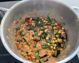 A picture of step 4 of Aubergine, spinach and chickpea curry.
