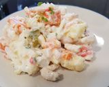 A picture of step 5 of Light Russian salad with prawns.