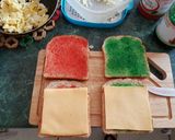 A picture of step 2 of Tostadas with Jalapeño Jelly, Eggs, and Melted Cheeses.
